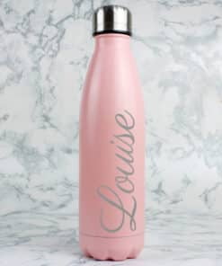 Personalised Pink Metal Insulated Drinks Bottle