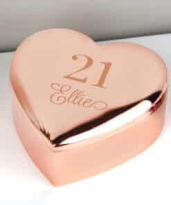 Personalised Big Age Rose Gold Heart Trinket Box