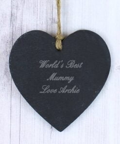 Personalised Script Engraved Slate Heart Decoration