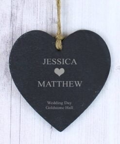 Personalised Heart Motif Slate Heart Decoration