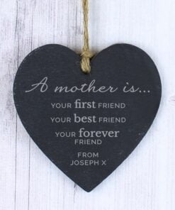 Personalised 'A Mother Is' Slate Heart Decoration