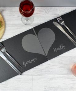Personalised Two Hearts Slate Placemat Set