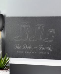 Personalised Welly Boot Family of Three Slate