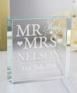 Personalised Mr & Mrs Large Glass Token