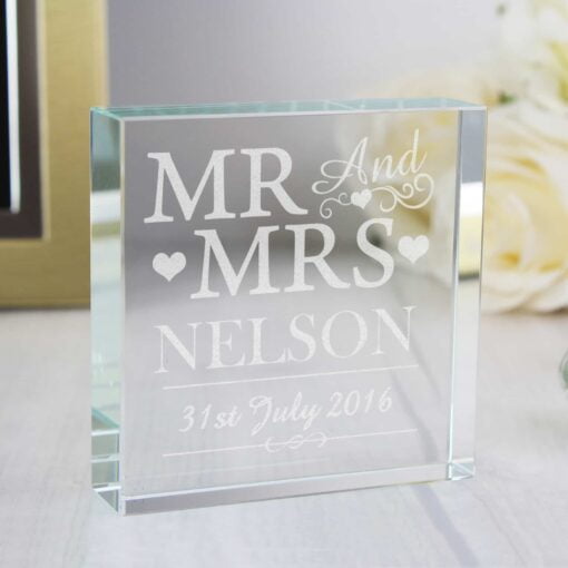 Personalised Mr & Mrs Large Glass Token