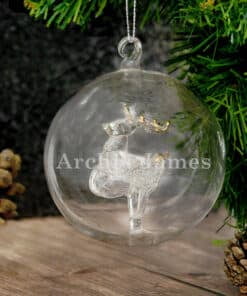 Personalised Name Only Reindeer Glass Bauble