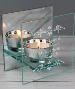 Personalised Sentiments Mirrored Glass Tea Light Candle Holder