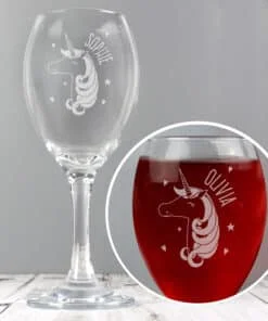 Personalised Unicorn Engraved Wine Glass