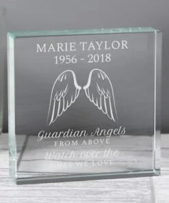 Personalised Guardian Angel Wings Large Crystal Token