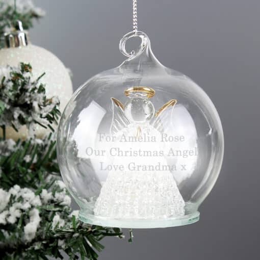 Personalised Christmas Message LED Angel Holiday Baubles
