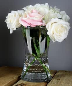 Personalised 'Silver Anniversary' Glass Vase