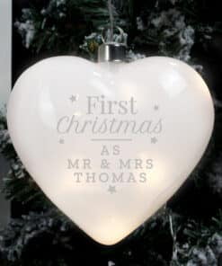 Personalised First Christmas LED Hanging Glass Heart