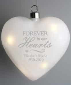 Personalised Forever In Our Hearts LED Hanging Glass Heart