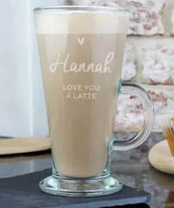 Personalised Heart Latte Glass