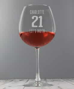Personalised Big Age Bottle of Wine Glass