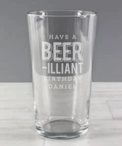 Personalised Beer-Rilliant Birthday Pint Glass