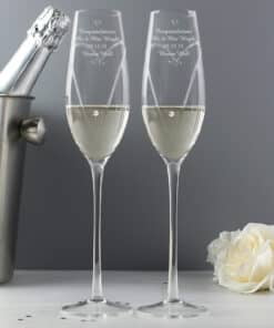 Personalised Hand Cut Little Hearts Pair of Flutes with Swarovski Elements with Gift Box