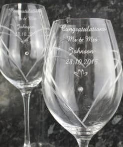 Personalised Hand Cut Little Hearts Diamante Wine Glasses with Swarovski Elements