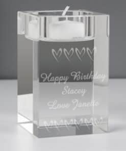 Personalised Small Hearts Glass Tea Light Candle Holder