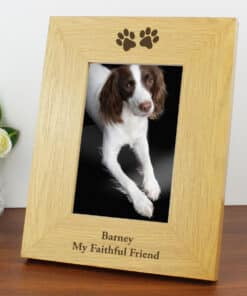 Personalised Oak Finish 4x6 Paw Prints Photo Frame