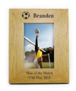 Personalised Oak Finish 4x6 Football Photo Frame