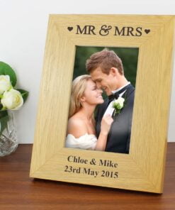 Personalised Oak Finish 4x6 Mr & Mrs Photo Frame