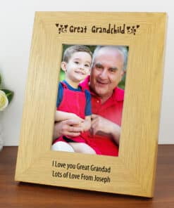 Personalised Oak Finish 4x6 Great Grandchild Photo Frame
