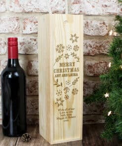 Personalised Christmas Frost Wooden Wine Bottle Box