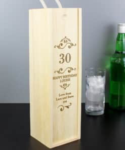 Personalised Elegant Number Wooden Wine Bottle Box