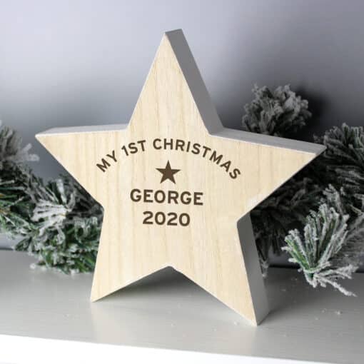 Personalised Rustic Wooden Star Decoration