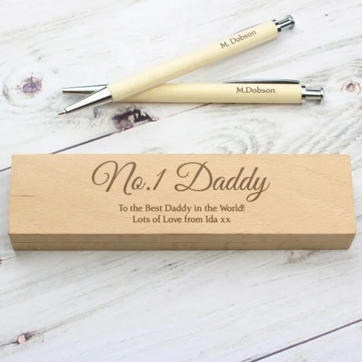 Personalised Any Message Wooden Pen & Pencil Box Set