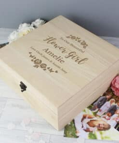 Personalised Any Role 'Floral Watercolour Wedding' Large Wooden Keepsake Box