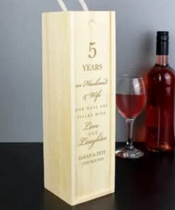 Personalised Anniversary Wooden Wine Bottle Box