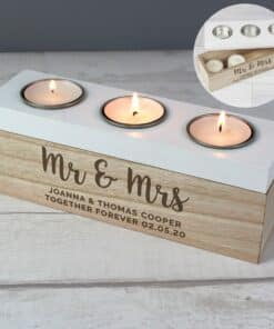 Personalised Married Couple Triple Tea Light Box