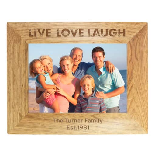 Personalised Live Love Laugh 7x5 Landscape Wooden Photo Frame