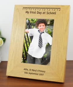 Personalised Oak Finish 4x6 My First Day At School Photo Frame