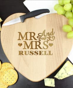 Personalised Mr & Mrs Heart Chopping Board