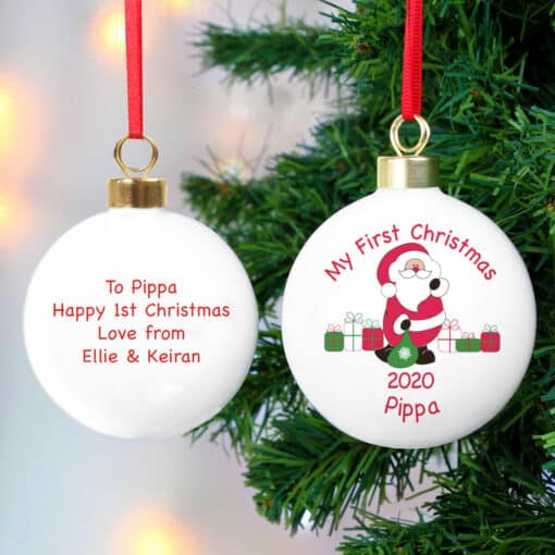 Personalised Santa with Presents Bauble