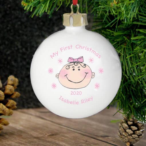 Personalised Baby Girl My First Christmas Bauble