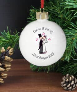 Personalised Cartoon Couple Keepsake Bauble