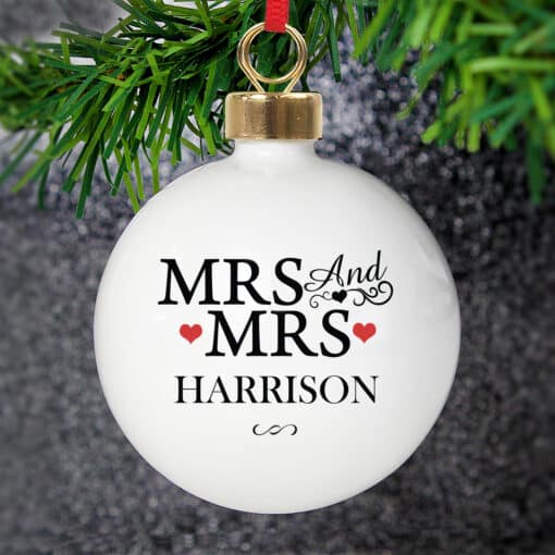 Personalised Mrs & Mrs Bauble