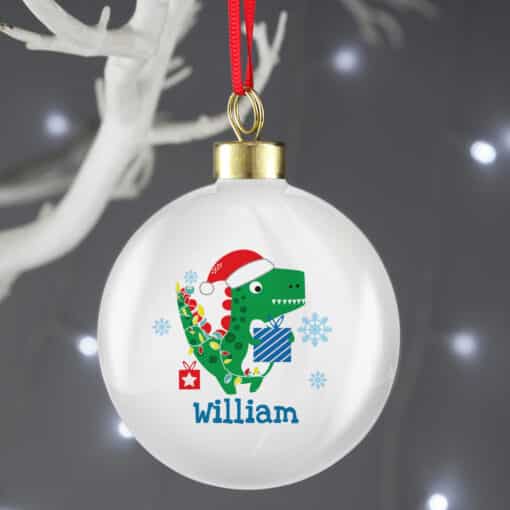 Personalised Dinosaur 'Have a Roarsome Christmas' Bauble