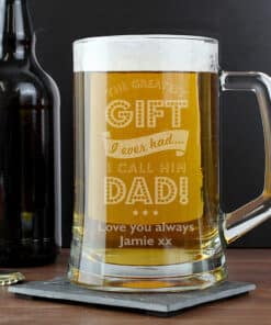 Personalised Greatest Dad Glass Pint Stern Tankard