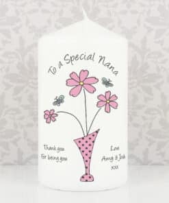 Personalised Flower in Vase Message Pillar Candle