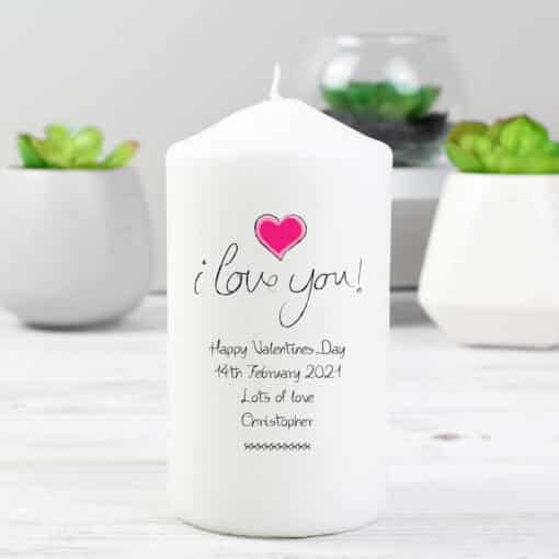 Personalised I Love You Pillar Candle