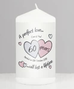 Personalised A Perfect Love Diamond Anniversary Pillar Candle