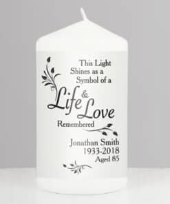 Personalised Life & Love Pillar Candle