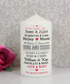 Personalised We Go Together Like…. Pillar Candle
