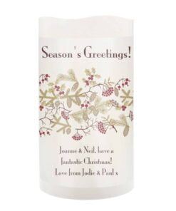 Personalised Christmas Floral LED Candle