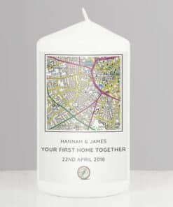Personalised Present Day Map Compass Pillar Candle